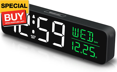 Large Display Digital Alarm Clock for Bedrooms, Date Day of Week Temp Desk Table