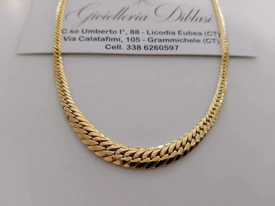 COLLANA ORO GIALLO 18 Kt 750% Donna COLLIER Maglia Catena SERPENTINA Girocollo