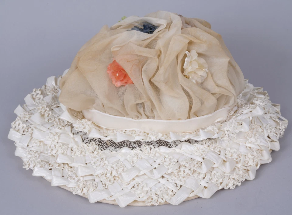 Sombrero de Pascua vintage años 50 beige con flores pastel sombrero iglesia Foto 3 de 4