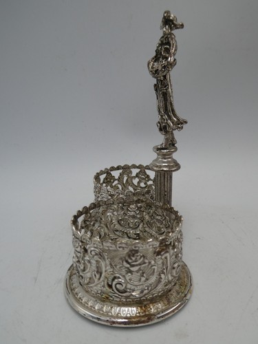 ANTIQUE ARG 1000 SILVER PLATED DOUBLE SALT CELLAR DISH FIGURAL STATUE ORNATE - Bild 5 von 11