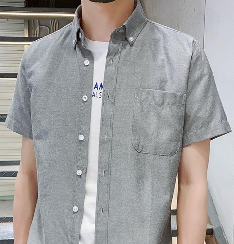 Neu Sommer Herren Massiv Shirts Freizeit Baumwolle Knopfleisten Kurzarm Shirts - Bild 15 von 24