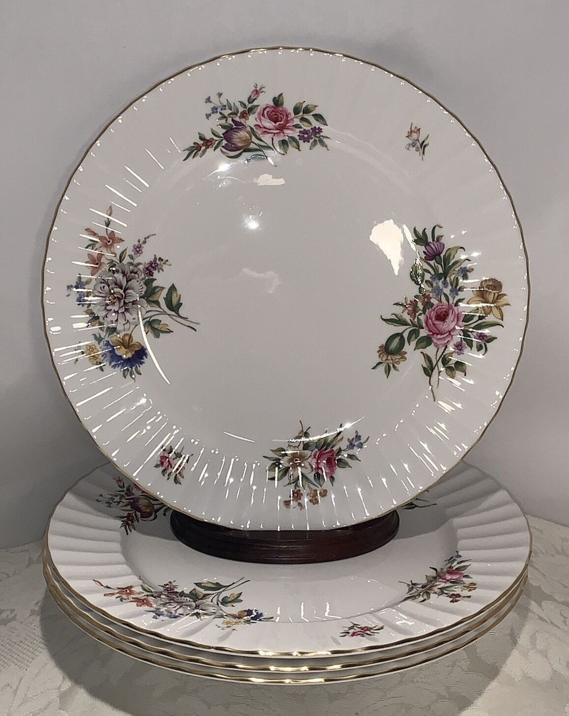 Royal Worcester Dinner Plates Roanoke White with Delicate Florals 4 Available eBay