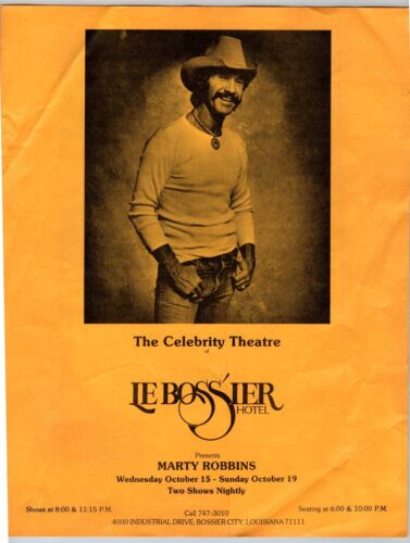 Marty Robbins Le Bossier Hotel Bossier City LA David Brenner Double Sided Flyer - Picture 1 of 2