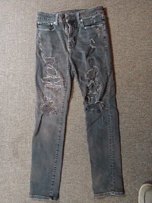 American Eagle Next Level Flex Black Denim Jeans Size 28/30 Distressed. T15