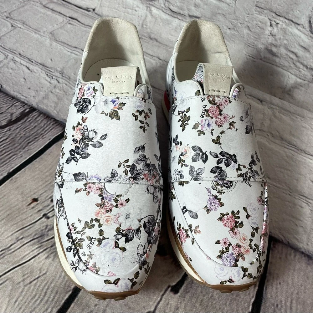 New Rag Bone Dylan Elastic Runner Floral Slip On Sneakers Size