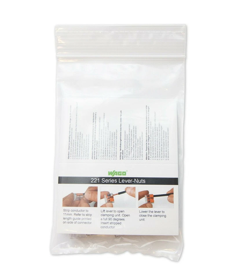 Wago 221-413 LEVER-NUTS 3 Conductor Compact Connectors 10 PK - Image 3 of 4