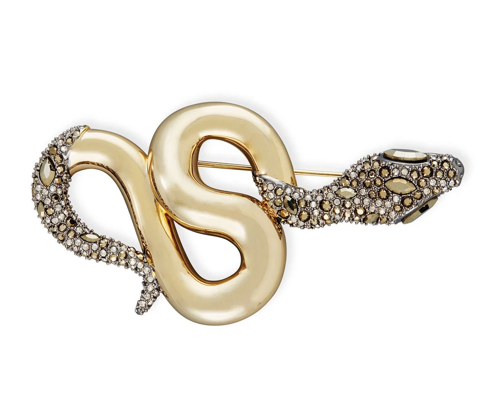 Broche ALEXIS BITTAR SERPIENTE Metálico Cristal Dorado NEIMAN MARCUS costaba $275 Etiqueta Nueva Foto 2 de 4