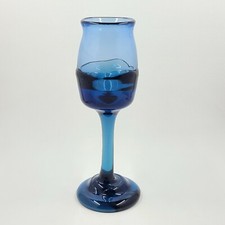 John Lewis Early Studio Art Glass 1969 Cobalt Blue Chalice Wine Glass Goblet
