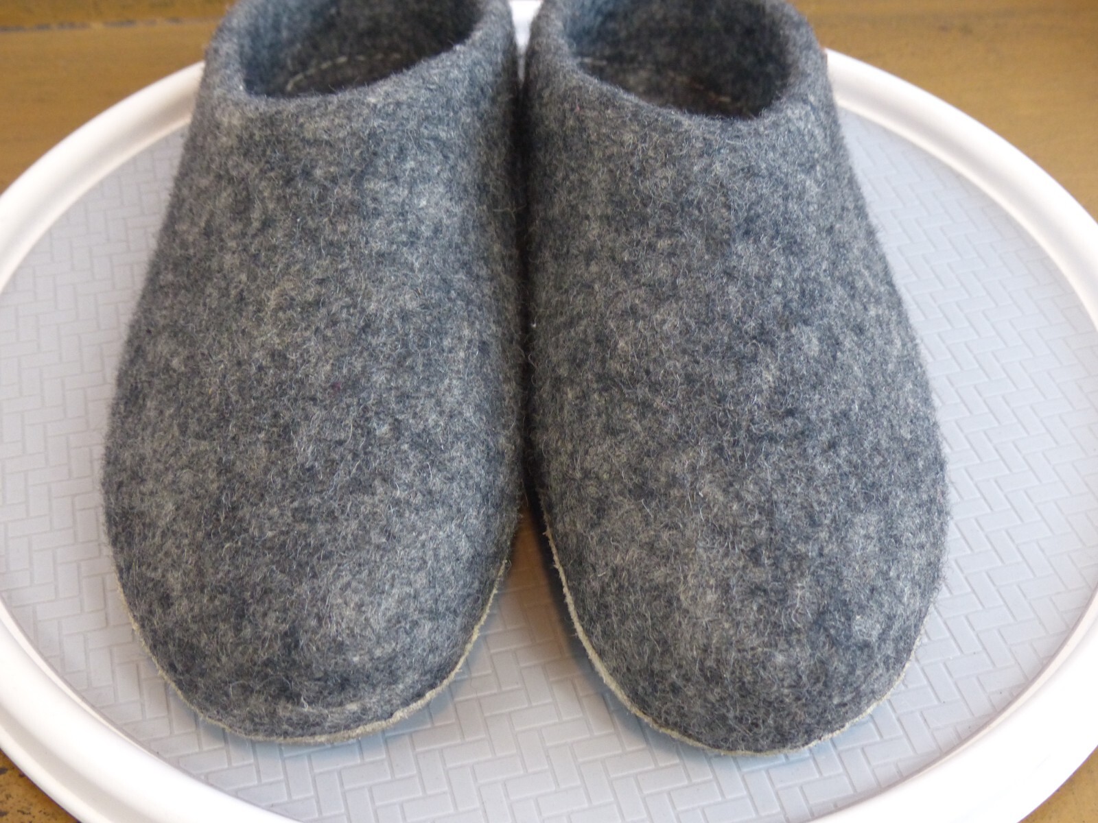 SAOLA NOUVEAU Scarpa slip on in lana blu grigio suola in pelle uomo XL (11 12)