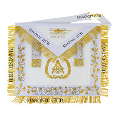 Handmade Masonic Master Mason Apron 100% Lambskin & Gold Bullion - White Regalia