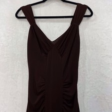 Vtg Betsy & Adam Y2K Babydoll Maxi Body Tight Dress 2 XS Petite Dark Brown 80s