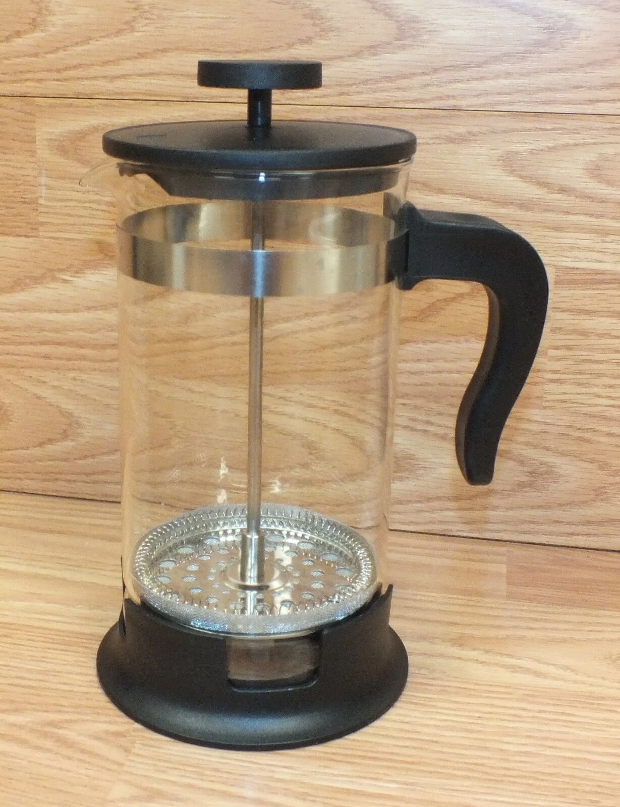 Ikea French Press Coffee / Tea Maker Tall Clear Glass Black & Stainless Steel