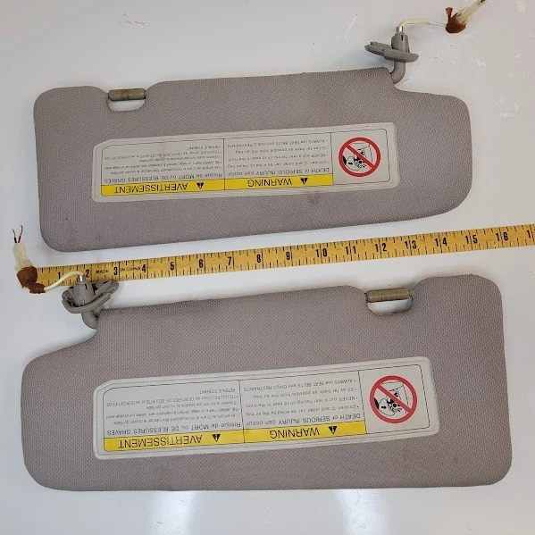 2003-2008 Nissan 350Z Sun Visor Pair Gray Cloth w/Mirror Light Set of 2 OEM - Image 4 of 4