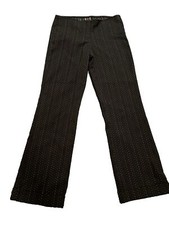 Vintage 90s 2000s Wrapper Wide Leg Dress Pants Jrs Sz 7 Black Embroidered Blocks