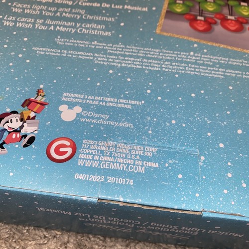 Disney Christmas Mickey Mouse Projection 8 Musical Light String - 8.2 FT Long - Picture 4 of 6