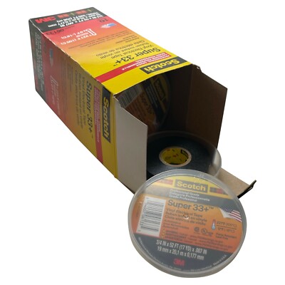 10 Rolls of 3M Scotch 06133 Super 33+ Vinyl Black Electrical Tape 3/4'' x 52 FT