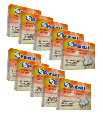 LOT OF 10 Pcs Pansat 4x1 DiSEqC SWITCH Premium Wideband Free To Air Satellite