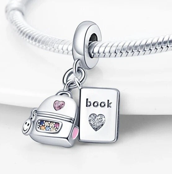 Charm Zaino Libro Studente Scuola in argento 925 - Les Folies - Immagine 3 di 4