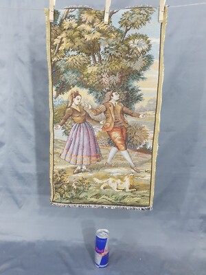 Vintage Französische Schöne Paar Tanzszene Wandbehang Wandteppich 68x39 cm