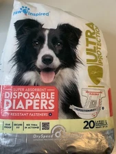 Paw Inspired Disposable Dog Diapers Ultra Protection 20 Ct Large