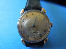 J4126 WRISTWATCH  1940/50s FLUVA  NOS Swiss  RUNS  WELL GOLD  PLATED SEE DESC