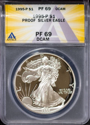 1995-P $1 Silver American Eagle PF 69 DCAM ANACS # 7668241 + Bonus