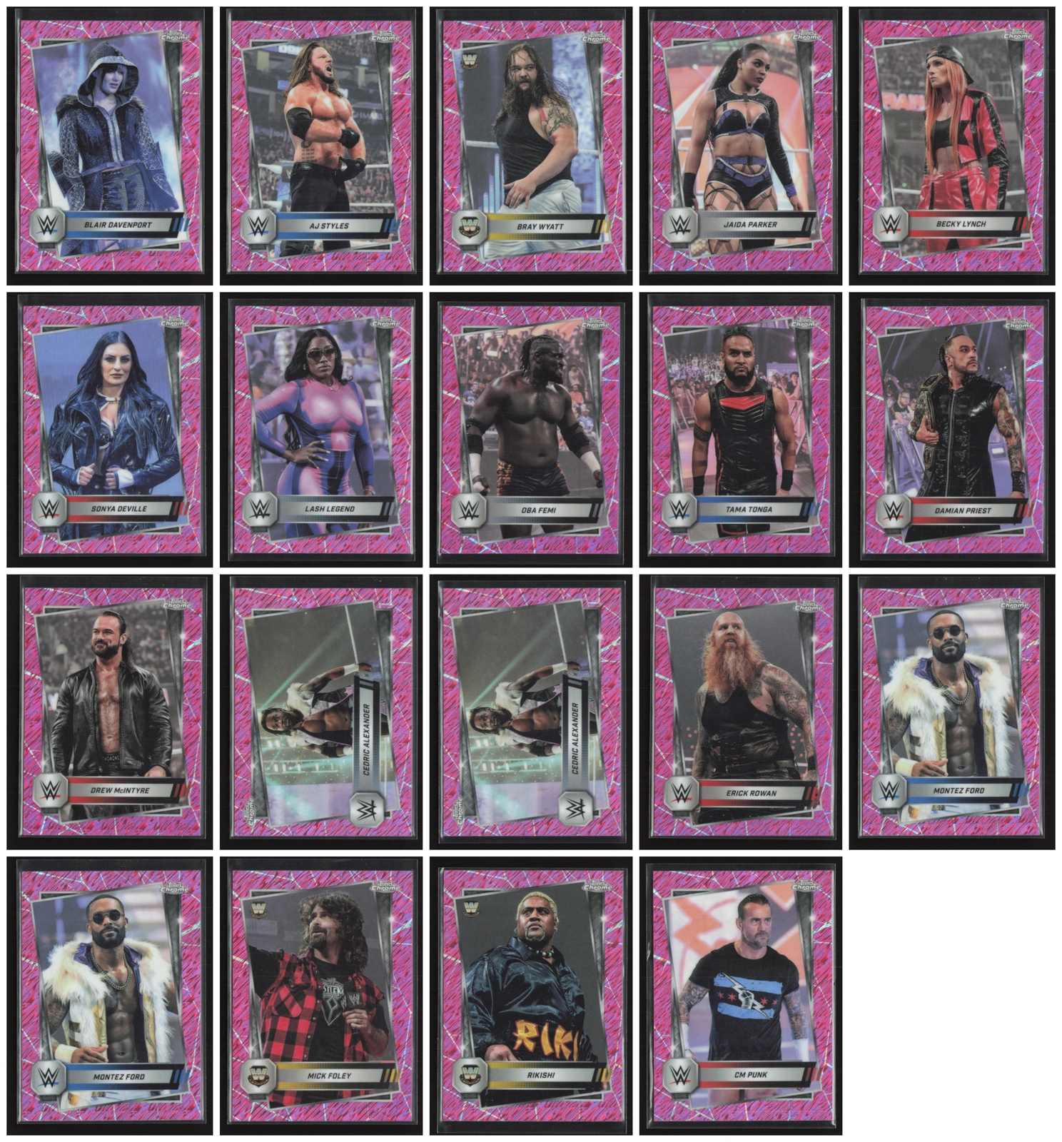 Blair Davenport Oba Femi 2025 Topps Chrome WWE Pink Shimmer 19 Cards Lots [don20