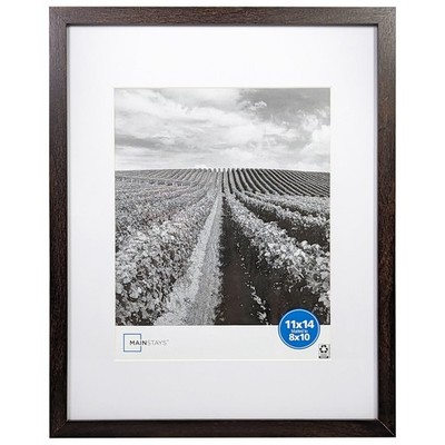 11x14 Matted to 8x10 Linear Picture Frame, Brown