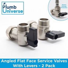 15mm x 1/2" Angled Isolating Valve Flat Face With Lever Thumb Turn - Pack of 2
