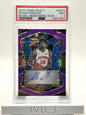 2020-21 PSA 9 SELECT ISAIAH STEWART ROOKIE SIGNATURES NEON PURPLE PULSAR /15 RC
