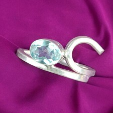 Natural Sky Blue Topaz Gemstone 925 Sterling Silver Women Ring All Size Gift DJ