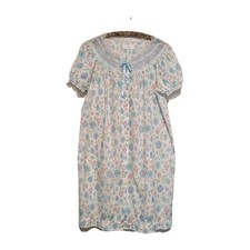 Vintage Barbizon Robe Blue Floral Lace Dressing Gown Granny Chic Cottagecore M