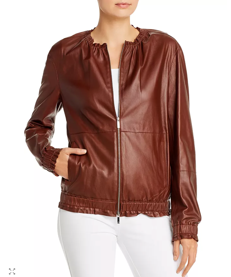 Lafayette 148 Rylan Brown Lamb Leather Jacket Size XS