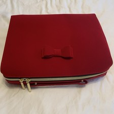 ESTÉE LAUDER Red Velvet Velveteen Bow Makeup Vanity Bag Case  