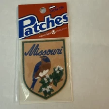 Vintage NOS, MISSOURI Eastern Bluebird Iron On Souvenir Patch by Voyager Emblems