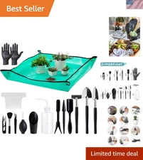 Elegant 25-Pcs Garden Tool Set with Thickened Repotting Mat for Succulents