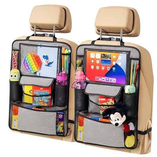 Ultra Gray 2-Pack Kids Backseat Car Seat Organizer with Extra Storage  