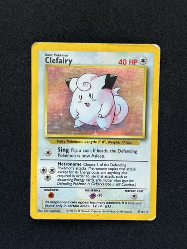 Pokémon TCG Clefairy Base Set Holo Card 5/102 Unlimited Rare