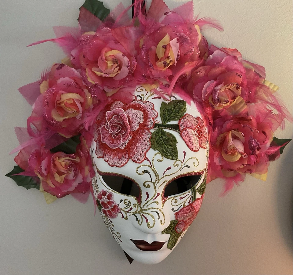 Pink Masquerade Mask, Day Of The Dead Mask. Halloween Mask. - Image 3 of 4