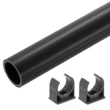300mm Dark Gray PVC Rigid Tube 16mm ID 20mm OD Pipe Tubing w Clamp for Aquarium