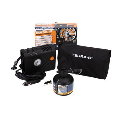 TERRA S T56004 Reifen-Dichtungs-Set Dichtmittel Pannenset mit Kompressor 300 ml