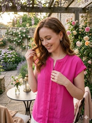 Fortune Ivy Blouse Button Front.  Size XL. Small Spot See Picture. Romantic.