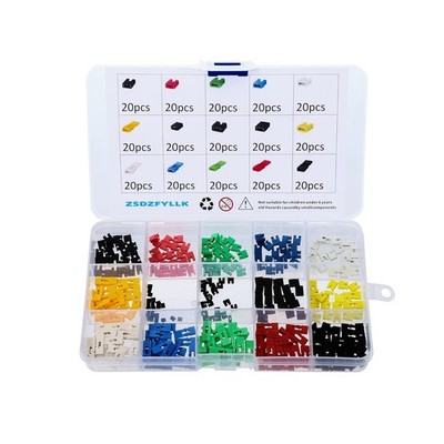 300-Pack Mixed Jumper Caps 2.54mm 2.0mm 1.27mm for Arduino Raspberry Pi PC PCB