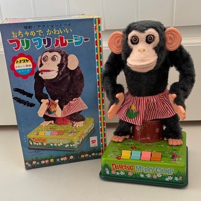 Vintage 1950's CK Dancing Merry Chimp Clapping Monkey Tin Toy Doll Japan Collect