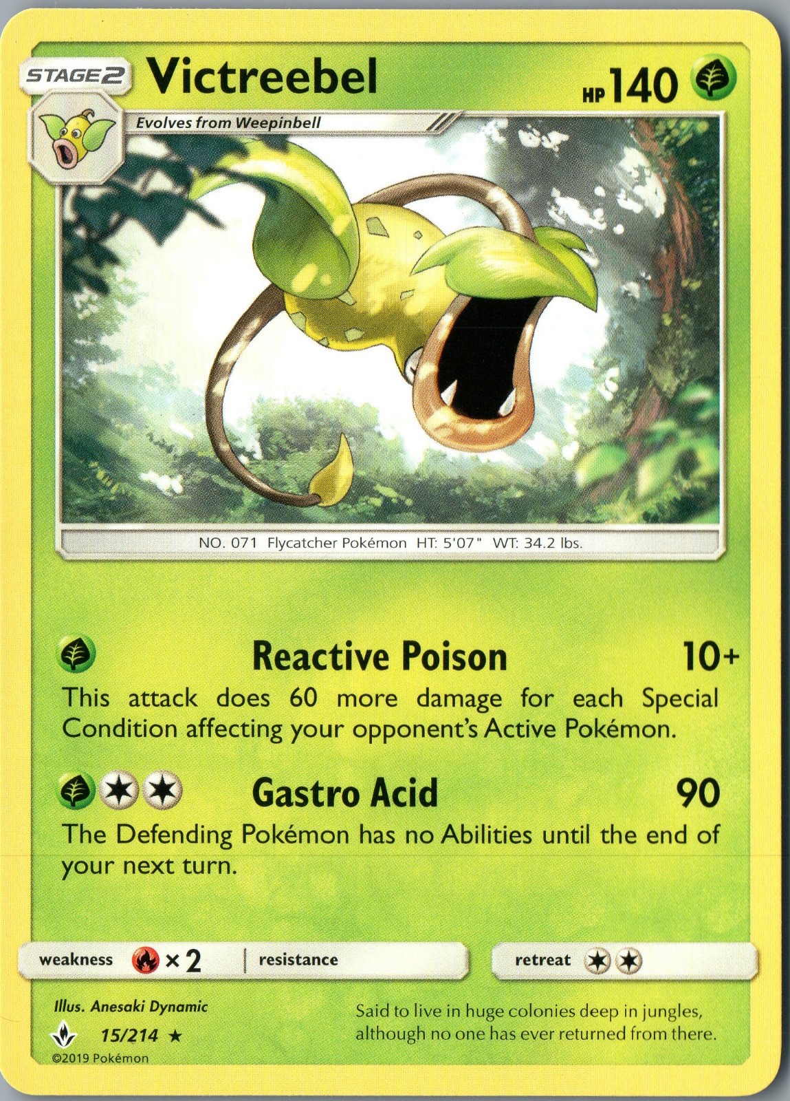 Victreebel Rare SM - Unbroken Bonds 15/214 NM - Pokemon