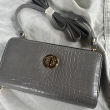Gray  Zip-Around Wristlet Wallet w/ Detachabl...