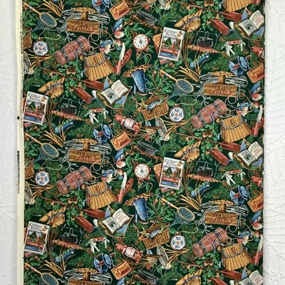 3.75 Yard Cranston Fabric Joan Messmore Fish Hunt Camp Quilt Craft Cotton Mens