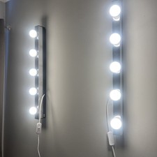 IKEA Pair Vanity Wall Lamps LED Stainless Steel Strip Lights Wall Hang Bathroom