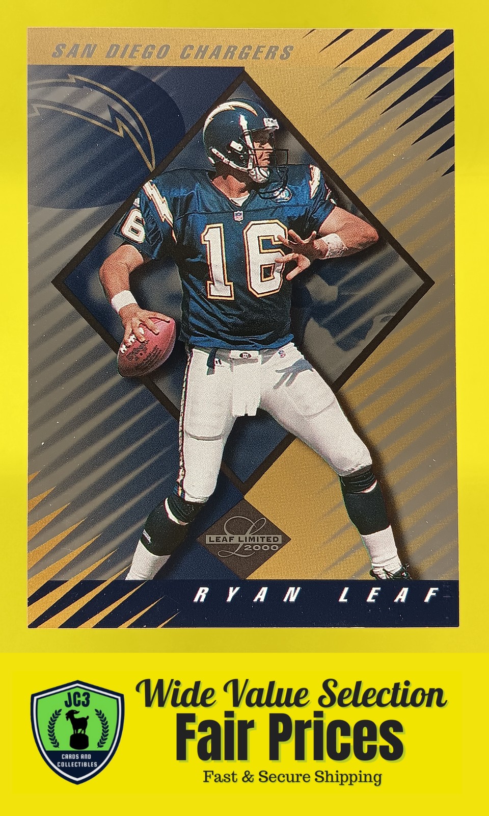 2000 Leaf Limited #/5000 Ryan Leaf #46 San Diego Chargers Football Card