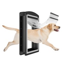 MAVRICFLEX Large Dog Door for - All-Stainless Steel Frame, Large, Black